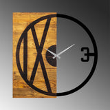 Ceas de perete decorativ din lemn Wooden Clock 24, Nuc, 3x58x58 cm