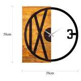 Ceas de perete decorativ din lemn Wooden Clock 24, Nuc, 3x58x58 cm