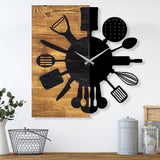 Ceas de perete decorativ din lemn Wooden Clock 32, Nuc, 3x58x60 cm
