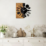 Ceas de perete decorativ din lemn Wooden Clock 32, Nuc, 3x58x60 cm