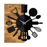 Ceas de perete decorativ din lemn Wooden Clock 32, Nuc, 3x58x60 cm