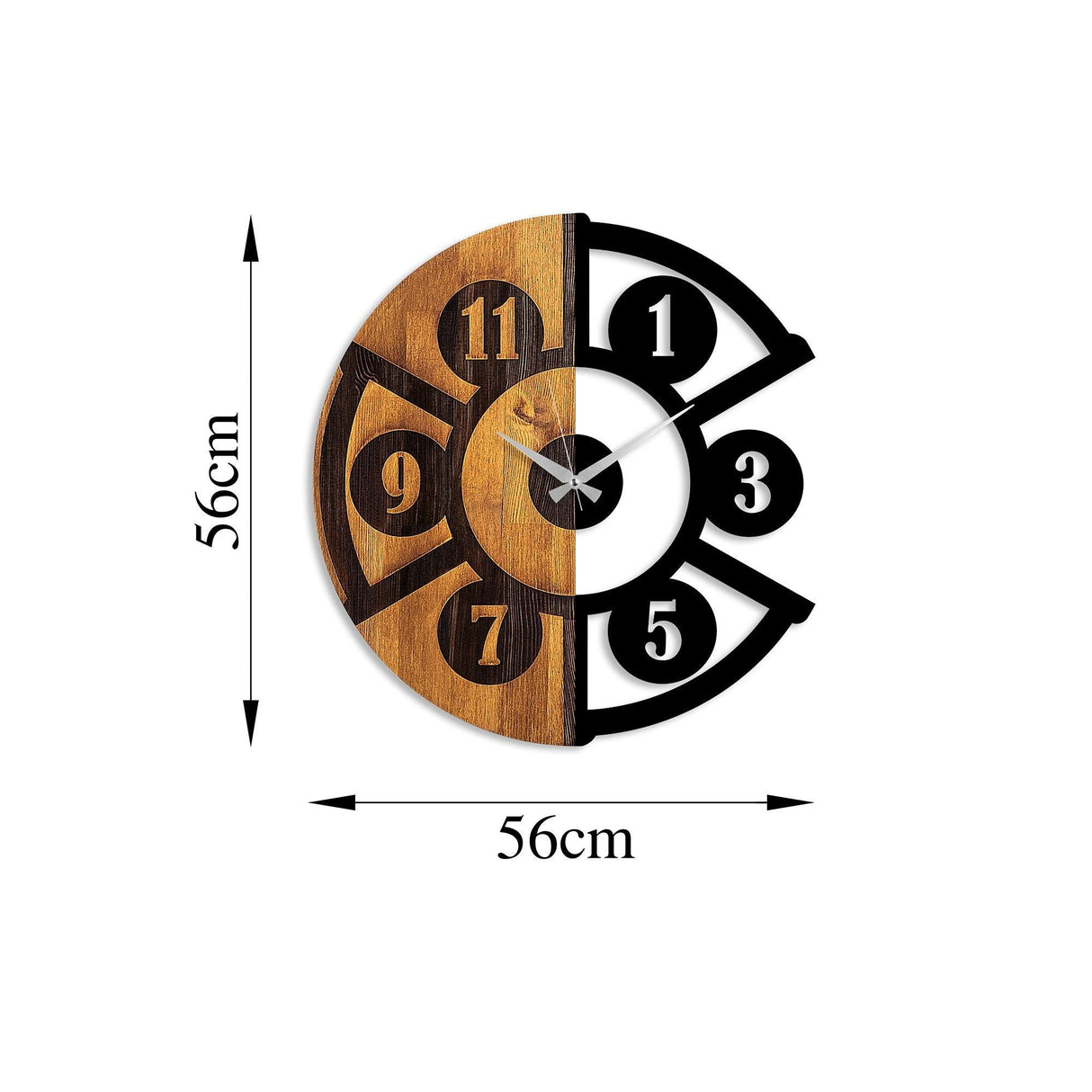 Ceas de perete decorativ din lemn Pizza Slice, Nuc, 3x56x56 cm