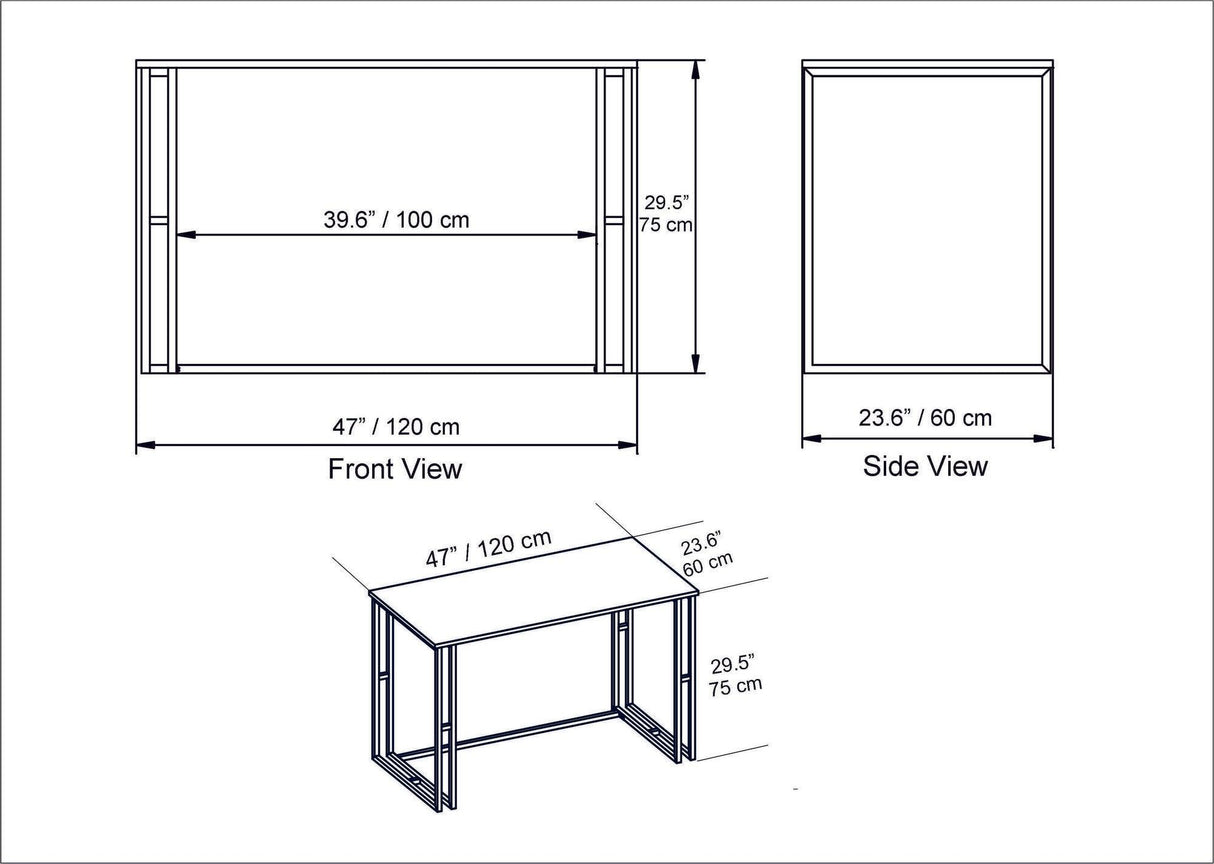 Birou Alfa cu picioare metalice 120 x 75 x 60 cm - Alb, SKU 541HDL1101
