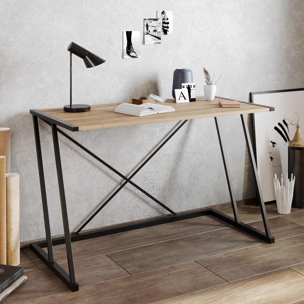 Birou Anemon, Diverse culori, Diverse dimensiuni - Nuc - Negru - 120x60x75 cm | SKU: 541HDL1104 | Birou Anemon, varianta Nuc - Negru - 120x60x75 cm, produs pentru amenajarea locuinței, disponibil online în România la CasaMob