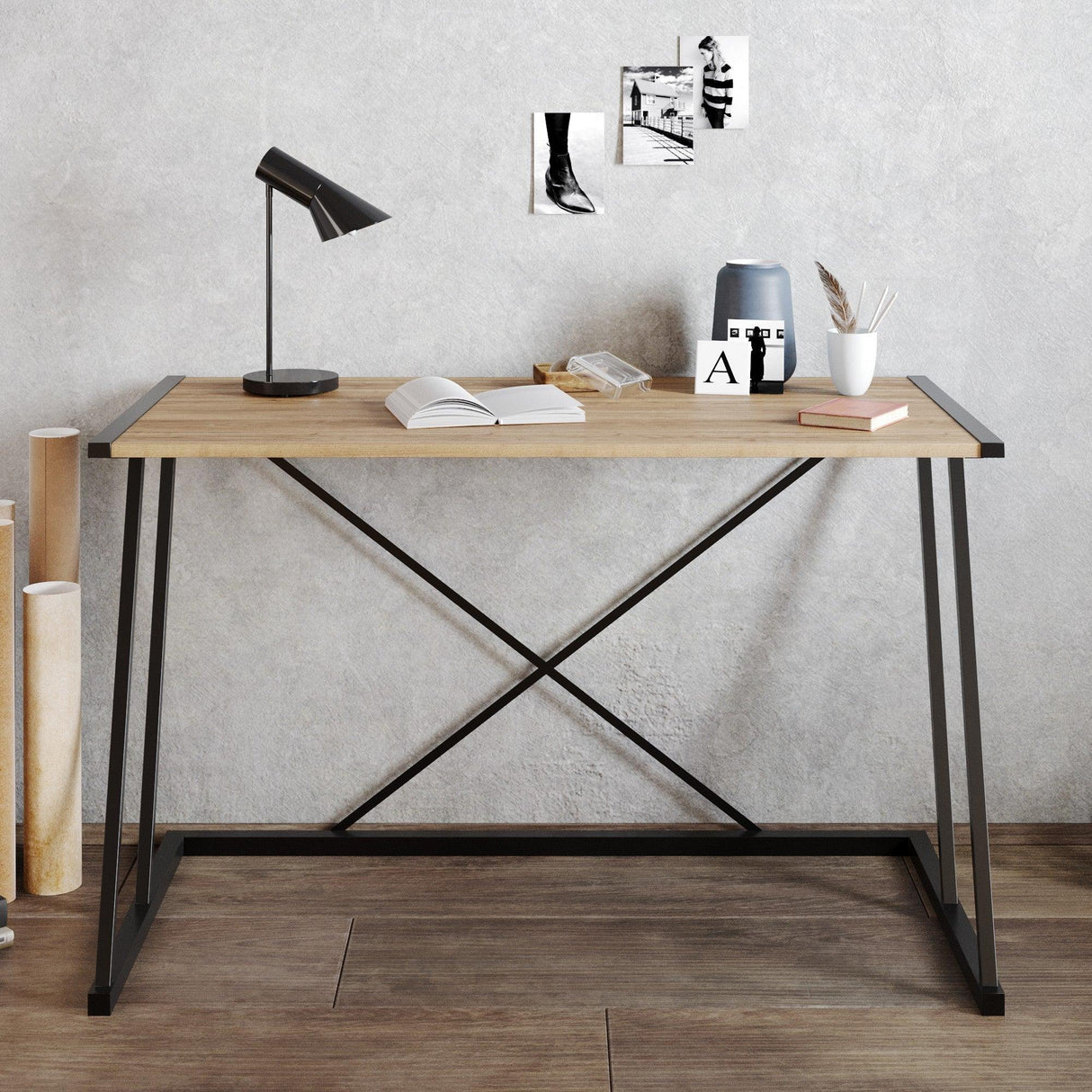 Birou Anemon, Diverse culori, Diverse dimensiuni - Nuc - Negru - 120x60x75 cm | SKU: 541HDL1104 | Birou Anemon, varianta Nuc - Negru - 120x60x75 cm, produs pentru amenajarea locuinței, disponibil online în România la CasaMob