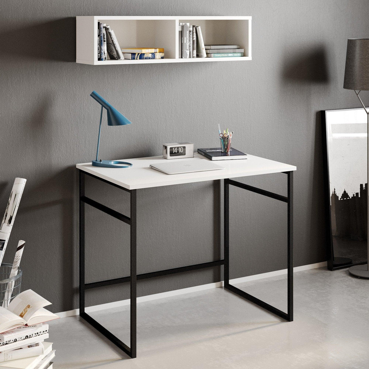 Birou Gama, Diverse culori, 90x60x75 cm - Alb - Negru | SKU: 541HDL1106 | Birou Gama, 90x60x75 cm, varianta Alb - Negru, produs pentru amenajarea locuinței, disponibil online în România la CasaMob