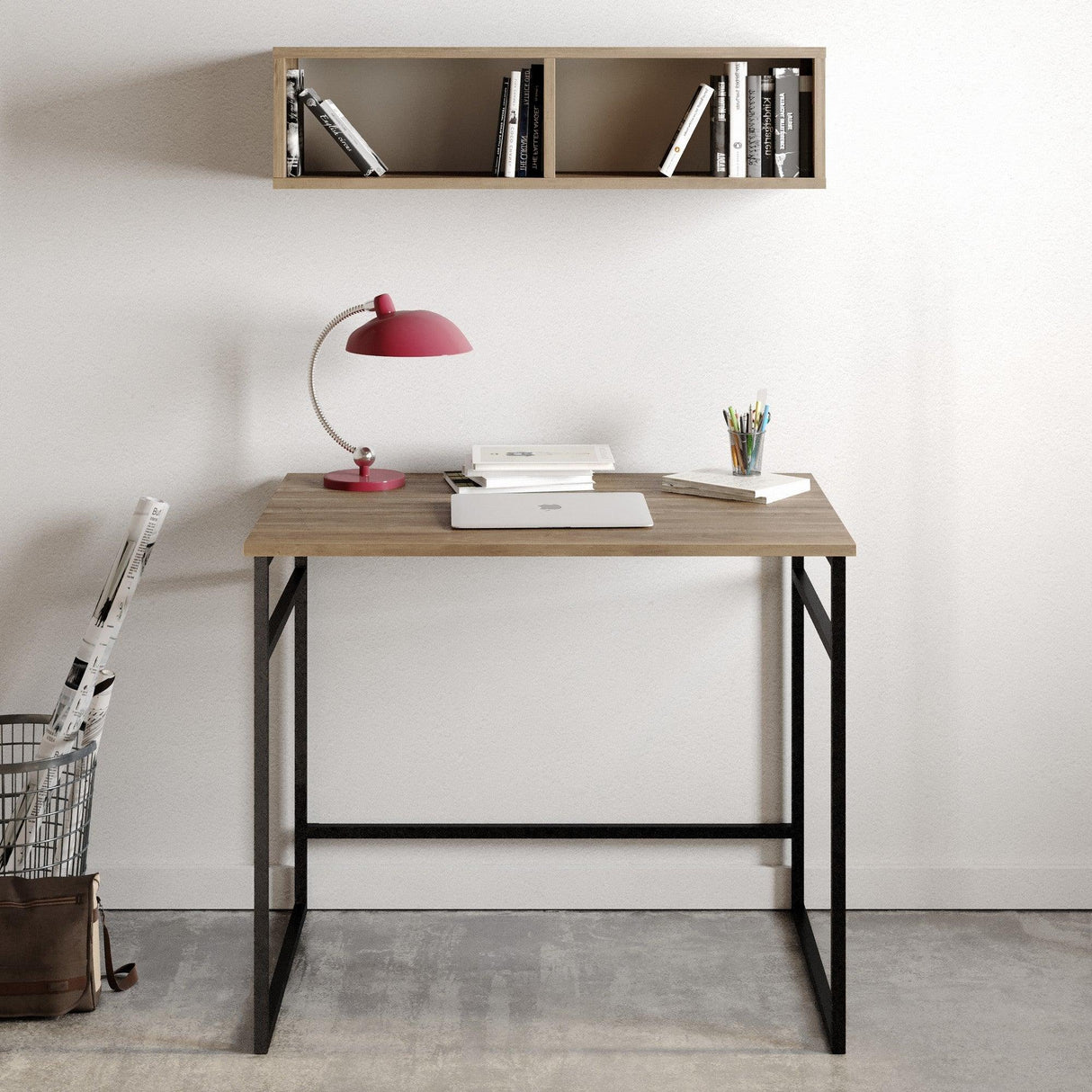 Birou Gama, Diverse culori, 90x60x75 cm - Nuc - Negru | SKU: 541HDL1107 | Birou Gama, 90x60x75 cm, varianta Nuc - Negru, produs pentru amenajarea locuinței, disponibil online în România la CasaMob