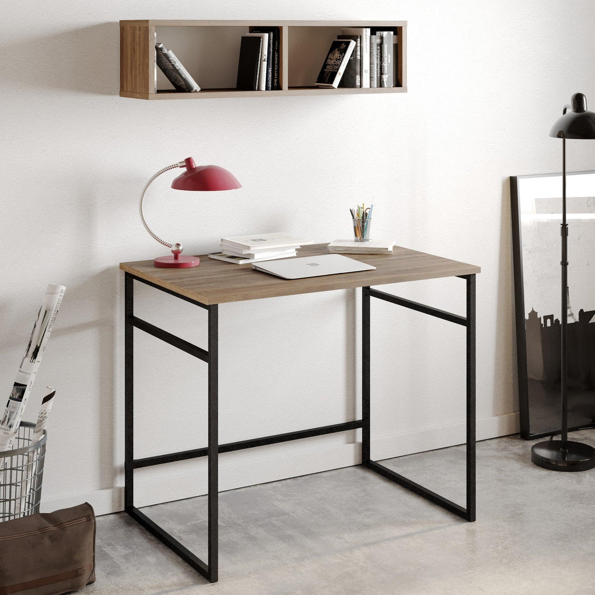 Birou Gama, Diverse culori, 90x60x75 cm - Nuc - Negru | SKU: 541HDL1107 | Birou Gama, 90x60x75 cm, varianta Nuc - Negru, produs pentru amenajarea locuinței, disponibil online în România la CasaMob