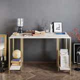 Birou Reader, Diverse culori, 125x60x74 cm - Alb - Auriu | SKU: 541HDL1113 | Birou Reader, 125x60x74 cm, varianta Alb - Auriu, produs pentru amenajarea locuinței, disponibil online în România la CasaMob
