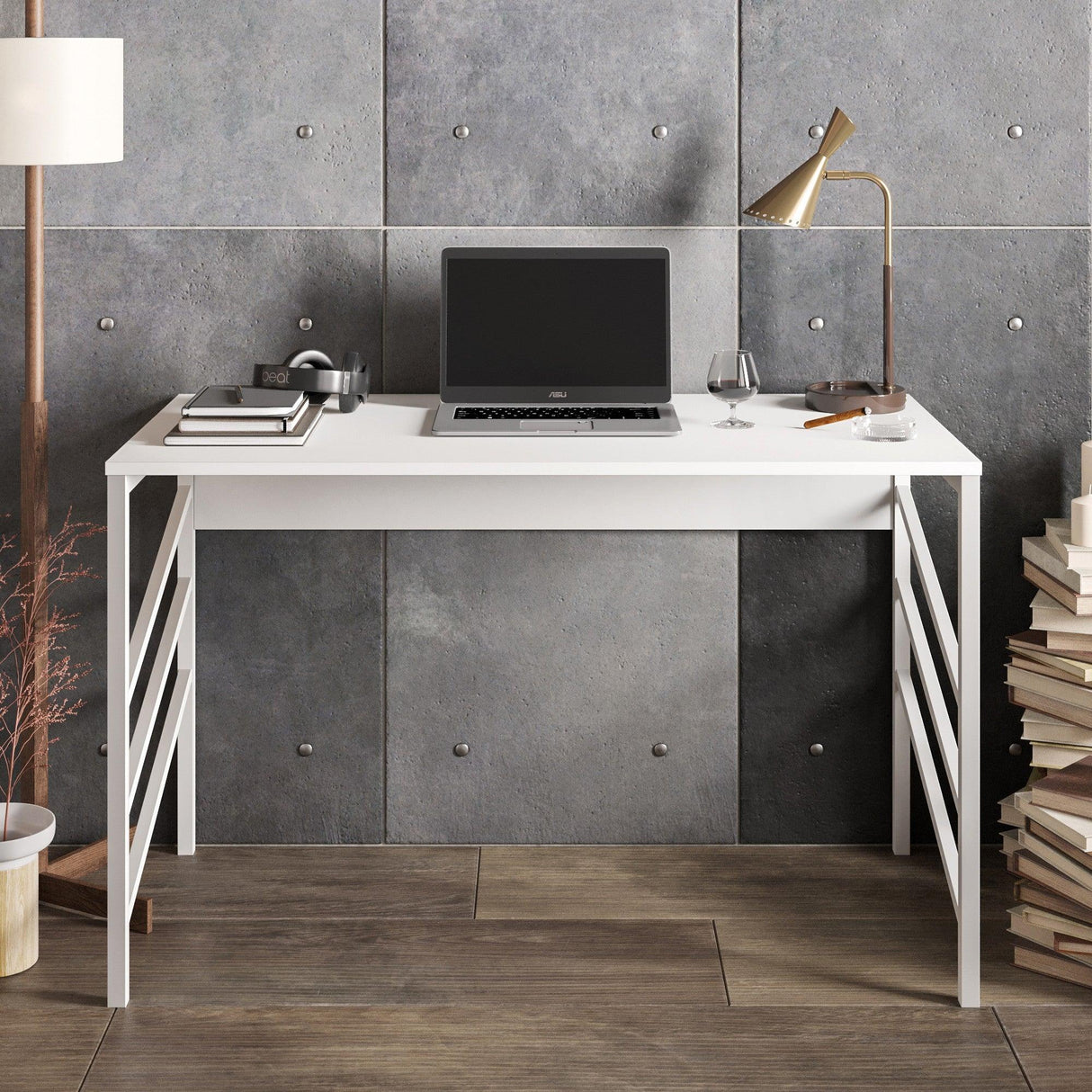 Birou Tuna, Diverse culori, 120x60x75 cm - Alb | SKU: 541HDL1115 | Birou Tuna, 120x60x75 cm, varianta Alb, produs pentru amenajarea locuinței, disponibil online în România la CasaMob