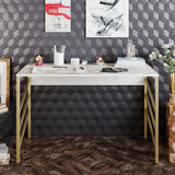 Birou Tuna, Diverse culori, 120x60x75 cm - Auriu - Alb | SKU: 541HDL1117 | Birou Tuna, 120x60x75 cm, varianta Auriu - Alb, produs pentru amenajarea locuinței, disponibil online în România la CasaMob