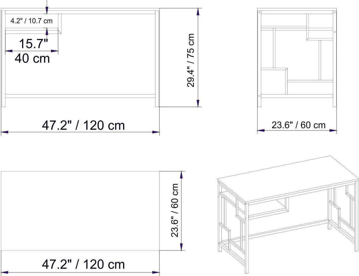 Birou Victory, Diverse culori, 120x60x75 cm - Alb | SKU: 541HDL1118 | Birou Victory, 120x60x75 cm, varianta Alb, produs pentru amenajarea locuinței, disponibil online în România la CasaMob