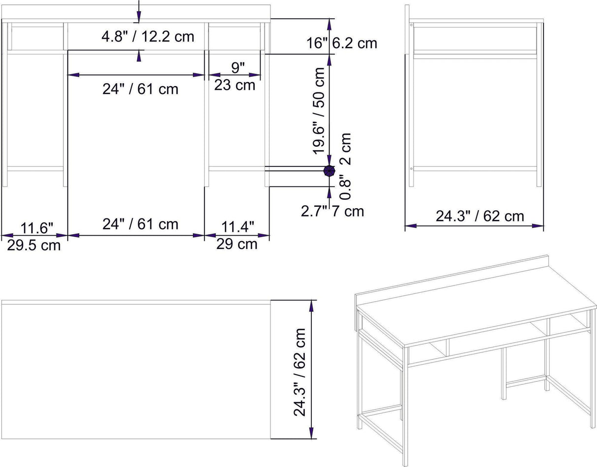 Birou Tumata, Diverse culori, Diverse dimensiuni - Alb - 120x62x65 cm | SKU: 541HDL1121 | Birou Tumata, varianta Alb - 120x62x65 cm, produs pentru amenajarea locuinței, disponibil online în România la CasaMob
