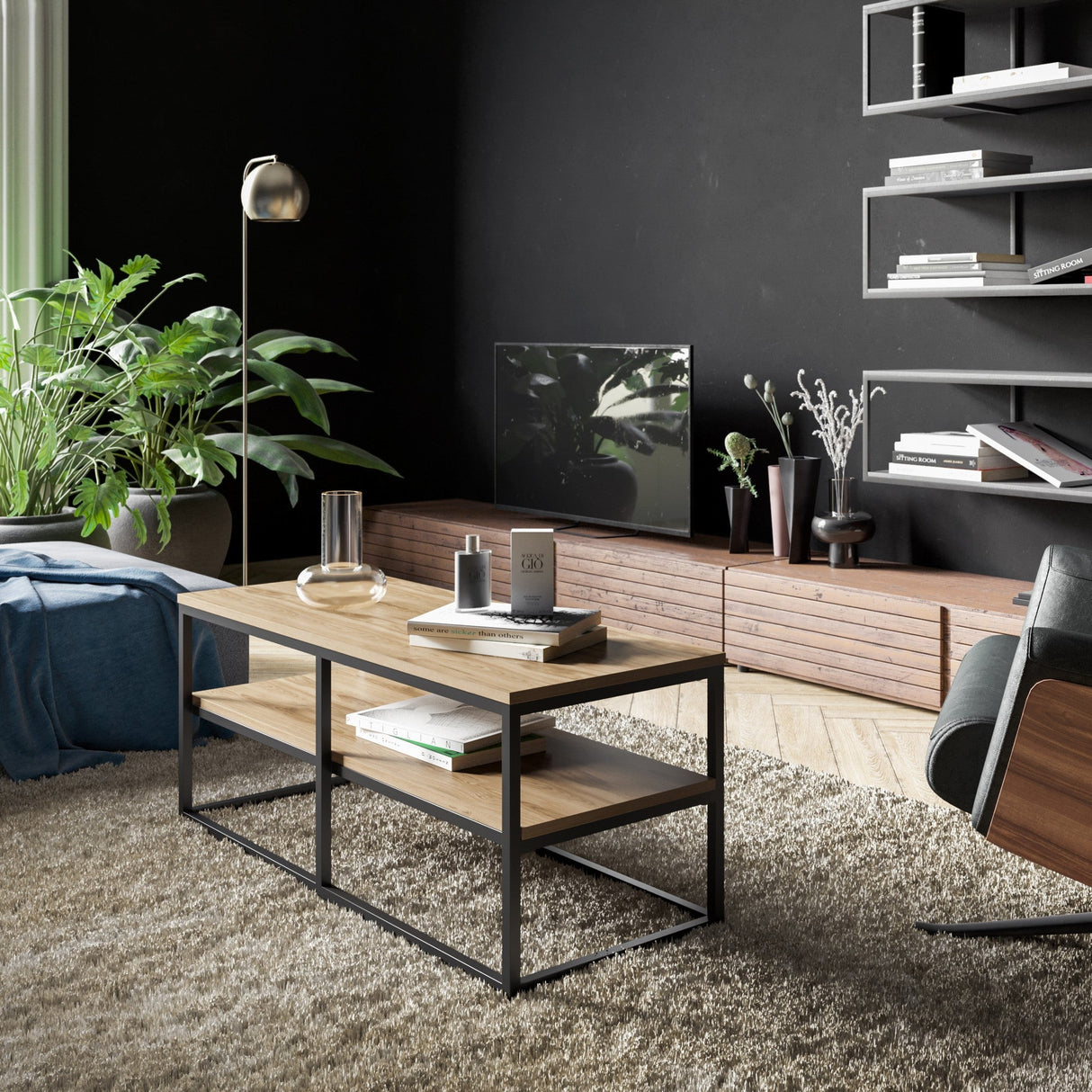 Mobilier Forteaus 110x52 - Walnut Black, SKU 541HDL1234