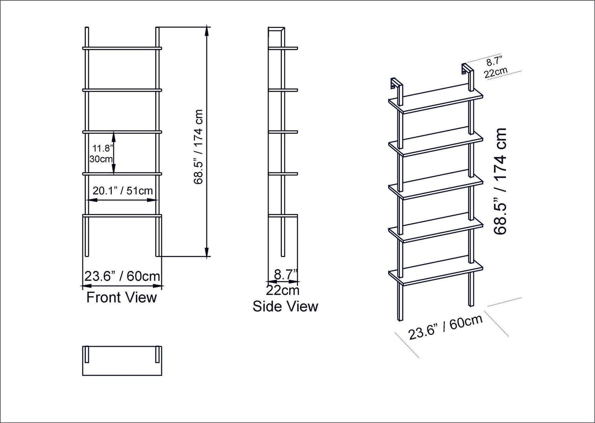 Bibliotecă Piante, Diverse culori, 60x22x174 cm - Nuc - Negru | SKU: 541HDL1310 | Bibliotecă Piante, 60x22x174 cm, varianta Nuc - Negru, produs pentru amenajarea locuinței, disponibil online în România la CasaMob