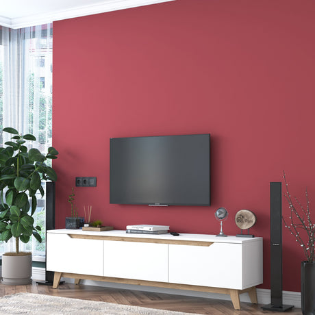 Comodă TV D1 - 2472, Alb - Nuc, 180x35x49 cm