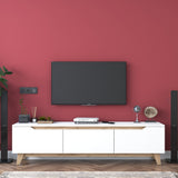 Comodă TV D1 - 2472, Alb - Nuc, 180x35x49 cm
