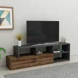 Comodă TV Duru, Light walnut - Antracit, 120x28x38 cm