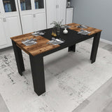 Masă dining Line, Light walnut - Negru, 160x80x77 cm