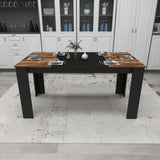 Masă dining Line, Light walnut - Negru, 160x80x77 cm