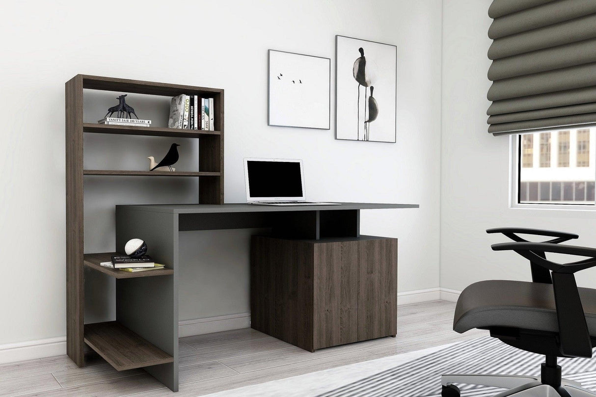 Birou Melis, Diverse culori, 146x60x74 cm - Nuc - Antracit | SKU: 550ARN2213 | Birou Melis, 146x60x74 cm, varianta Nuc - Antracit, produs pentru amenajarea locuinței, disponibil online în România la CasaMob