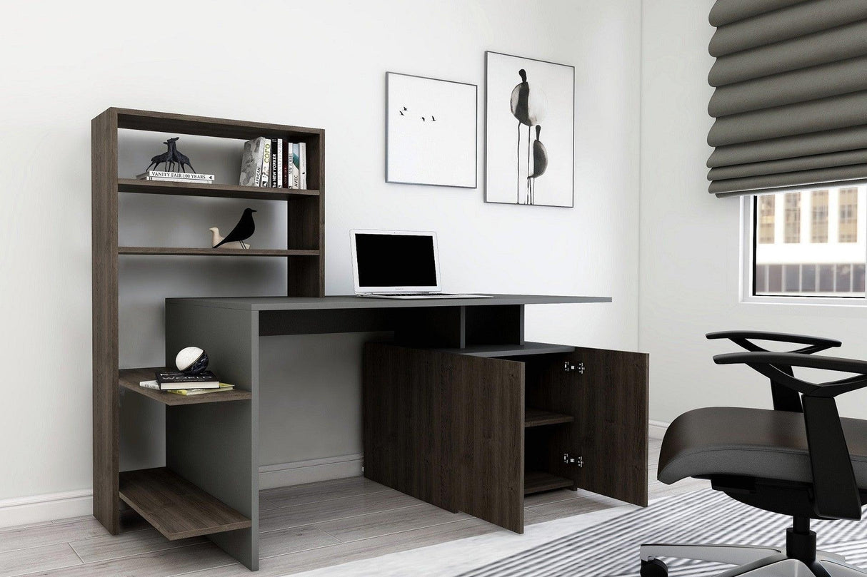 Birou Melis, Diverse culori, 146x60x74 cm - Nuc - Antracit | SKU: 550ARN2213 | Birou Melis, 146x60x74 cm, varianta Nuc - Antracit, produs pentru amenajarea locuinței, disponibil online în România la CasaMob