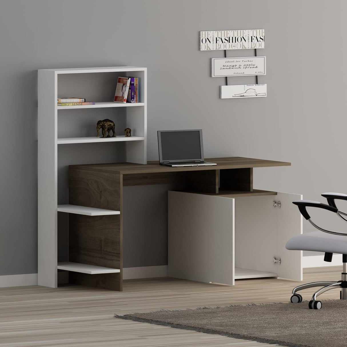 Birou Melis, Diverse culori, 146x60x74 cm - Nuc - Alb | SKU: 550ARN1107 | Birou Melis, 146x60x74 cm, varianta Nuc - Alb, produs pentru amenajarea locuinței, disponibil online în România la CasaMob