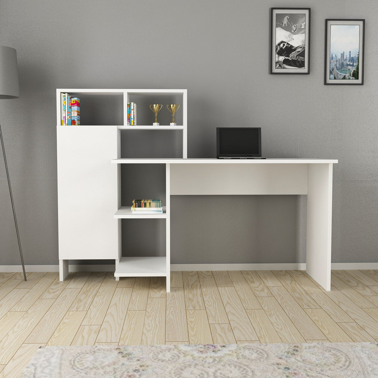 Birou Bugra, Diverse culori, 136x60x112 cm - Alb | SKU: 550ARN1112 | Birou Bugra, 136x60x112 cm, varianta Alb, produs pentru amenajarea locuinței, disponibil online în România la CasaMob