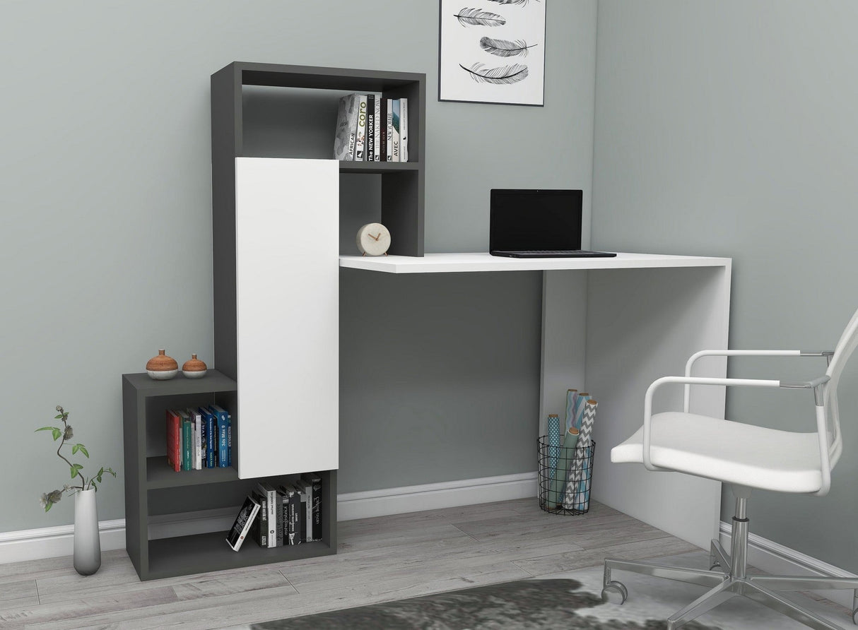 Birou Irmak, Diverse culori, Diverse dimensiuni - Alb - Antracit - 139x55x74 cm | SKU: 550ARN1124 | Birou Irmak, varianta Alb - Antracit - 139x55x74 cm, produs pentru amenajarea locuinței, disponibil online în România la CasaMob