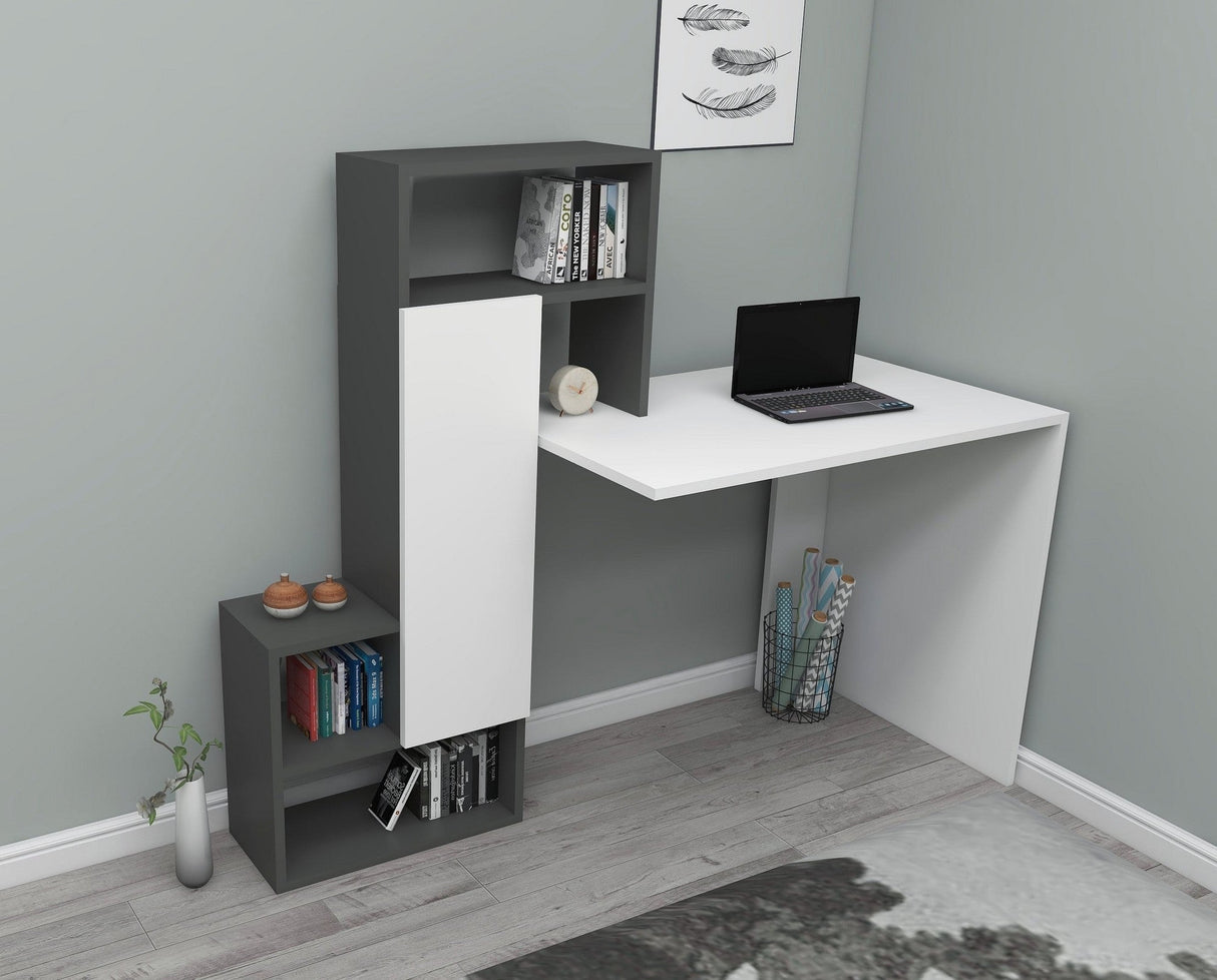 Birou Irmak, Diverse culori, Diverse dimensiuni - Alb - Antracit - 139x55x74 cm | SKU: 550ARN1124 | Birou Irmak, varianta Alb - Antracit - 139x55x74 cm, produs pentru amenajarea locuinței, disponibil online în România la CasaMob