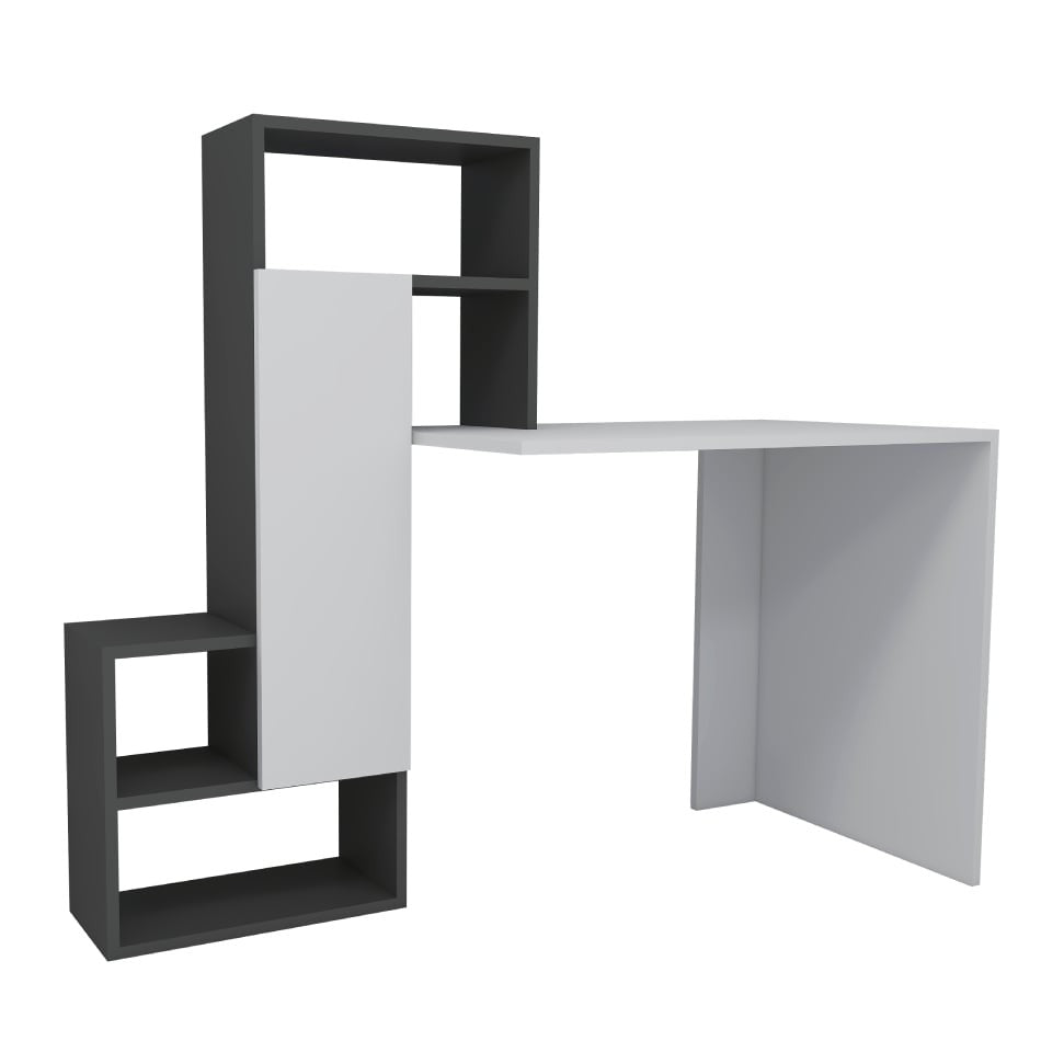 Birou Irmak, Diverse culori, Diverse dimensiuni - Alb - Antracit - 139x55x74 cm | SKU: 550ARN1124 | Birou Irmak, varianta Alb - Antracit - 139x55x74 cm, produs pentru amenajarea locuinței, disponibil online în România la CasaMob