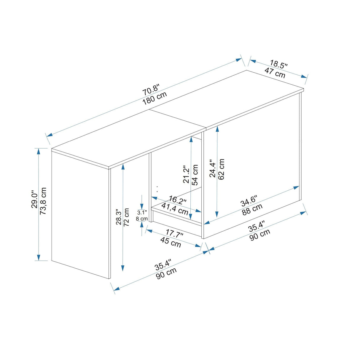 Birou Akser, Diverse culori, 180x47x74 cm - Light walnut - Bej | SKU: 550ARN1179 | Birou Akser, 180x47x74 cm, varianta Light walnut - Bej, produs pentru amenajarea locuinței, disponibil online în România la CasaMob