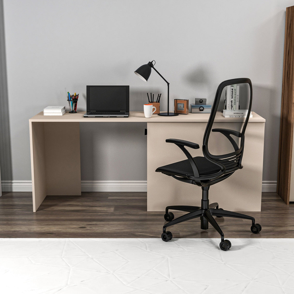Birou Akser, Diverse culori, 180x47x74 cm - Light walnut - Bej | SKU: 550ARN1179 | Birou Akser, 180x47x74 cm, varianta Light walnut - Bej, produs pentru amenajarea locuinței, disponibil online în România la CasaMob