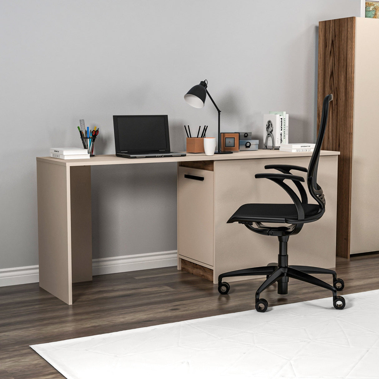 Birou Akser, Diverse culori, 180x47x74 cm - Light walnut - Bej | SKU: 550ARN1179 | Birou Akser, 180x47x74 cm, varianta Light walnut - Bej, produs pentru amenajarea locuinței, disponibil online în România la CasaMob