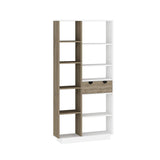 Bibliotecă Luma, Diverse culori, 80x25x189 cm - Alb - Nuc | SKU: 550ARN1602 | Bibliotecă Luma, 80x25x189 cm, varianta Alb - Nuc, produs pentru amenajarea locuinței, disponibil online în România la CasaMob