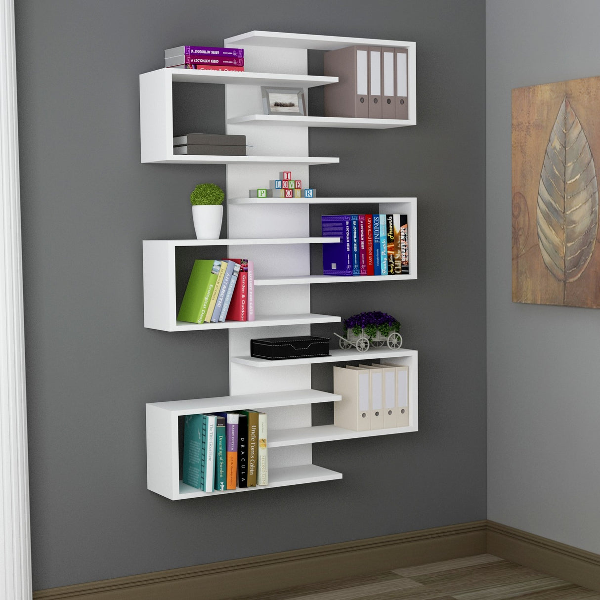 Bibliotecă Lotus, Alb, 75x21x161 cm