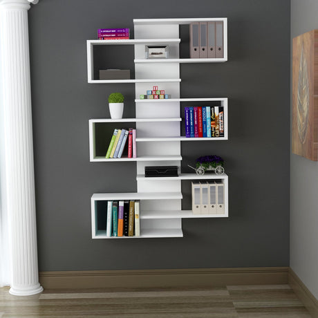 Bibliotecă Lotus, Alb, 75x21x161 cm