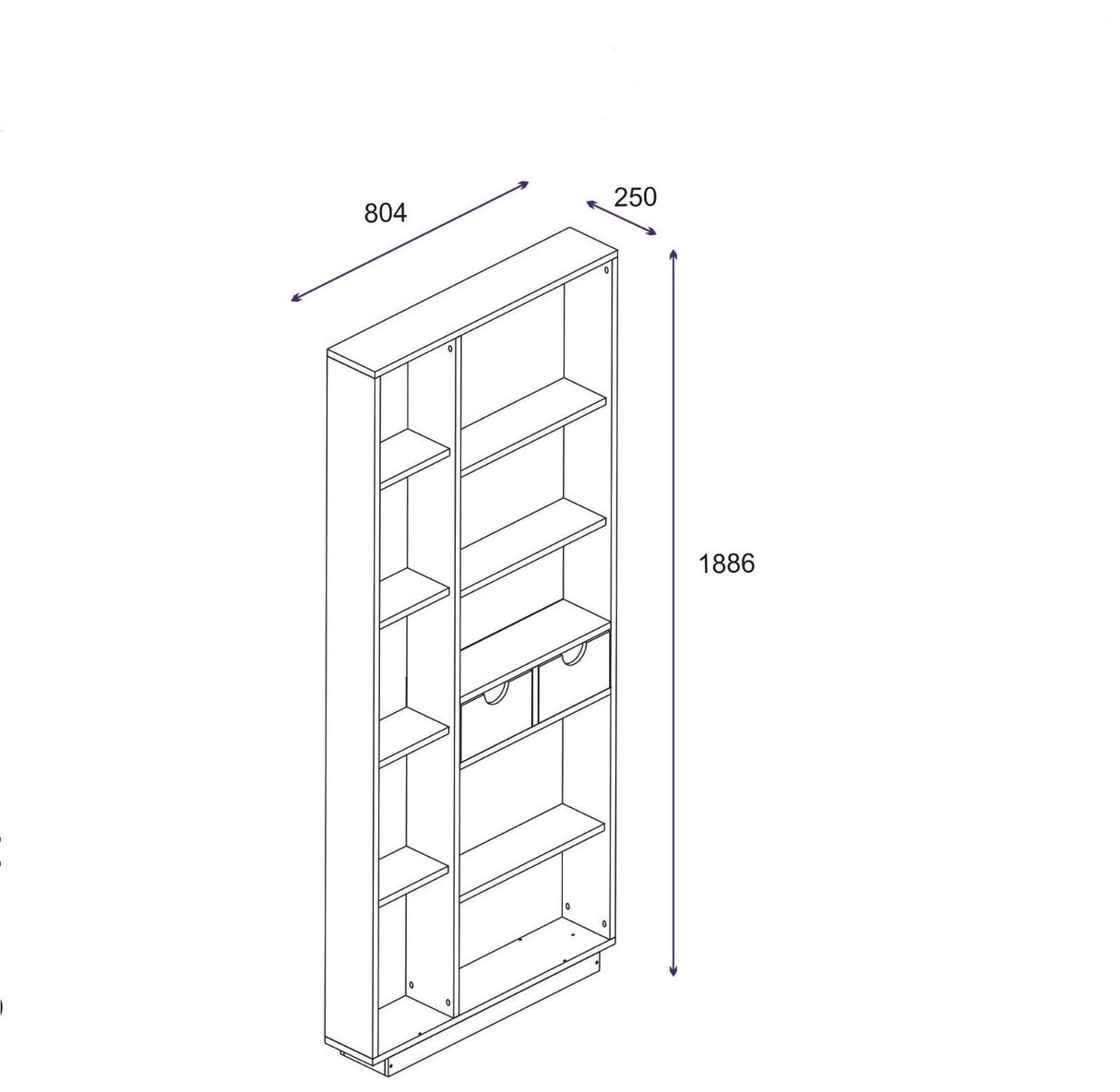 Bibliotecă Luma, Diverse culori, 80x25x189 cm - Alb | SKU: 550ARN1612 | Bibliotecă Luma, 80x25x189 cm, varianta Alb, produs pentru amenajarea locuinței, disponibil online în România la CasaMob