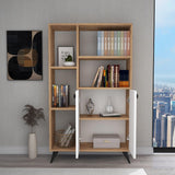 Biblioteca Meldan Stil Scandinav cu 7 Rafturi si 2 Usi, 80x25x135.6 cm - Natur, SKU 550ARN1650