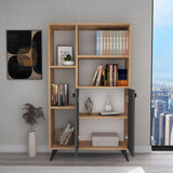 Biblioteca Meldan Stil Scandinav cu 7 Rafturi si 2 Usi, 80x25x135.6 cm - Antracit, SKU 550ARN1650