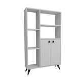 Biblioteca Meldan Stil Scandinav cu 7 Rafturi si 2 Usi, 80x25x135.6 cm - Alb, SKU 550ARN1650