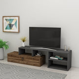 Comodă TV Duru, Light walnut - Antracit, 120x28x38 cm