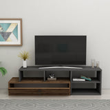 Comodă TV Duru, Light walnut - Antracit, 120x28x38 cm