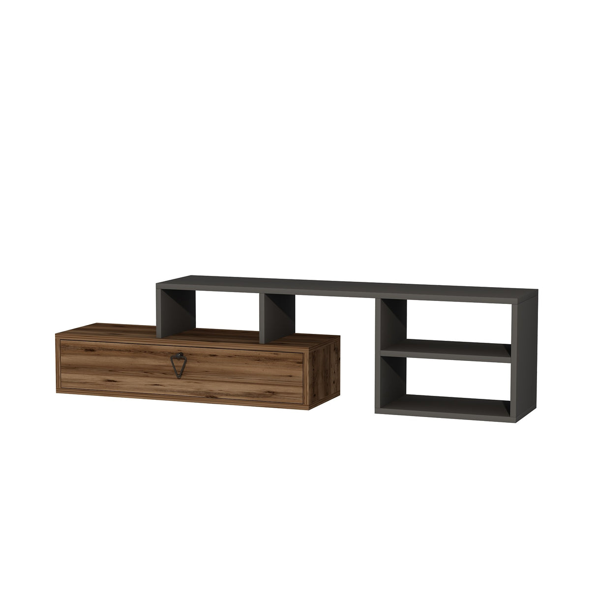 Comodă TV Duru, Light walnut - Antracit, 120x28x38 cm