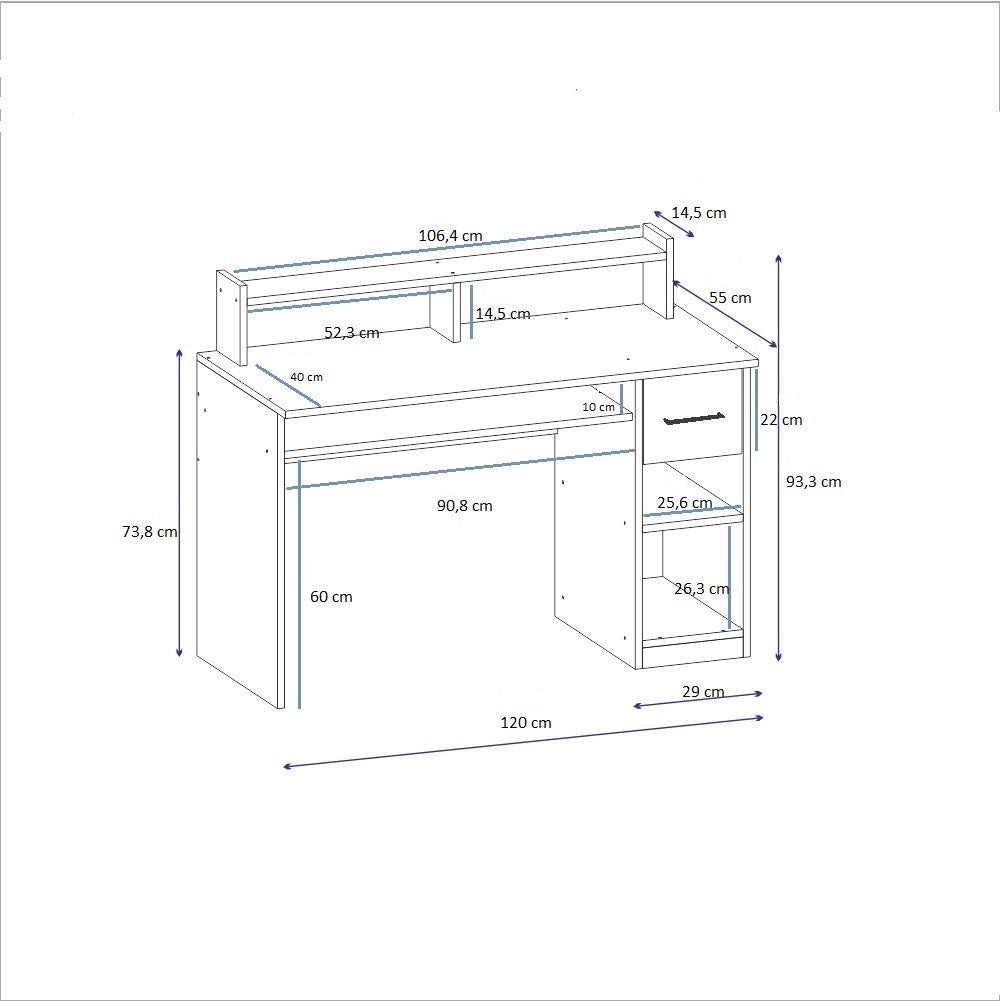 Birou Eslem, Diverse culori, Diverse dimensiuni - Antracit - 120x93x55 cm | SKU: 550ARN2208 | Birou Eslem, varianta Antracit - 120x93x55 cm, produs pentru amenajarea locuinței, disponibil online în România la CasaMob