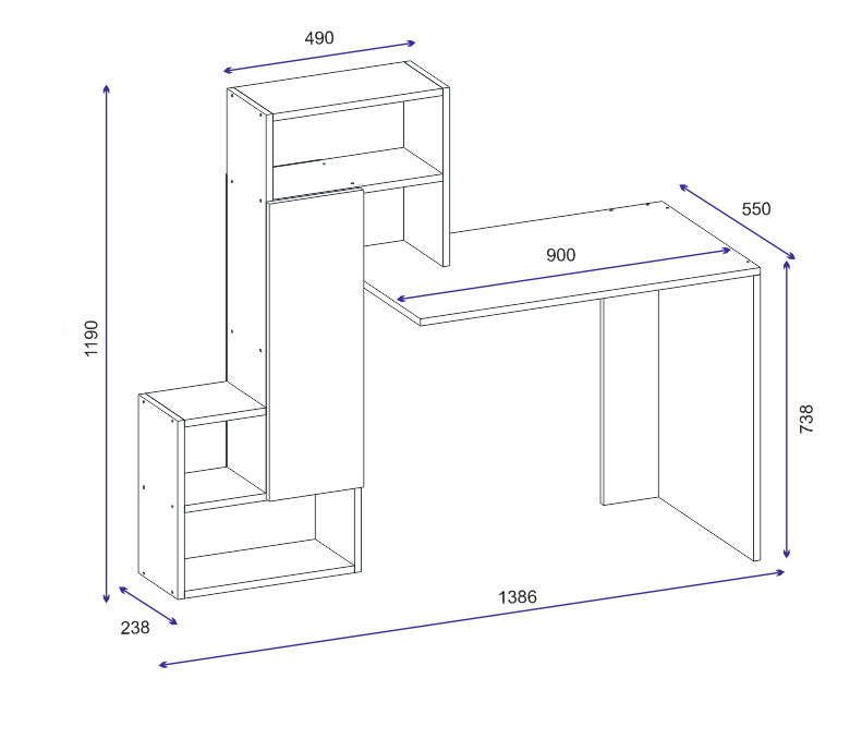 Birou Irmak, Diverse culori, Diverse dimensiuni - Alb - 139x119x55 cm | SKU: 550ARN2210 | Birou Irmak, varianta Alb - 139x119x55 cm, produs pentru amenajarea locuinței, disponibil online în România la CasaMob