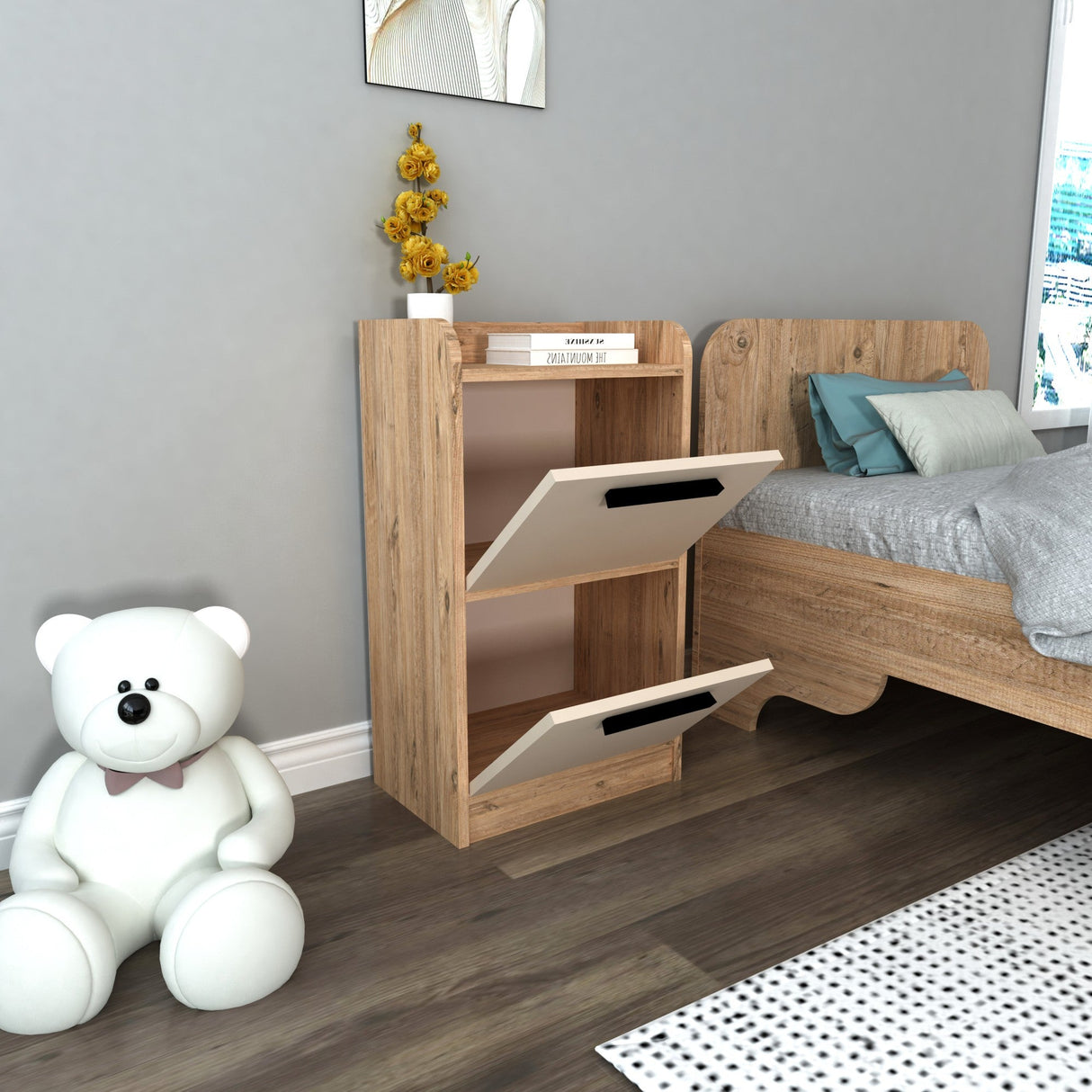 Noptieră Luses, Diverse culori, 45x30x79 cm - Pin atlantic - Bej | SKU: 550ARN2608 | Noptieră Luses, 45x30x79 cm, varianta Pin atlantic - Bej, produs pentru amenajarea locuinței, disponibil online în România la CasaMob