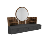 Masa de machiaj Polina cu 3 Sertare si Oglinda, 90 x 75 x 37 cm - Antracit de nuc deschis, SKU 550ARN2758