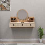 Masa de machiaj Polina cu 3 Sertare si Oglinda, 90 x 75 x 37 cm - Atlantic Pine Beige, SKU 550ARN2758
