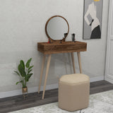 Masa de machiaj Elegant  Siena cu Sertar si cu Oglinda, 72 x 130 x 35 cm - Maro, SKU 550ARN2774